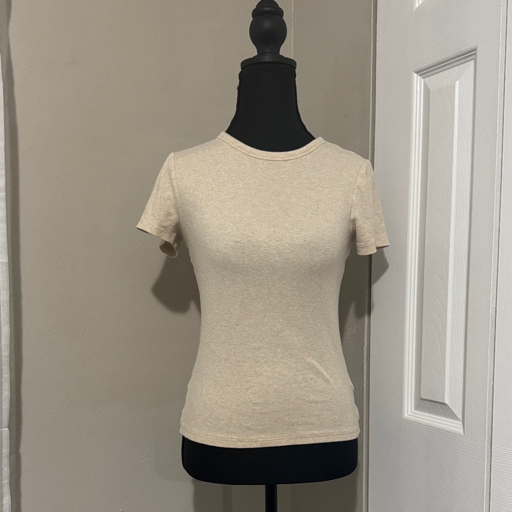 Classic Cream Ribbed Women's Tee